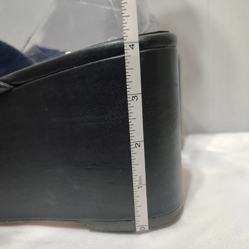 ALOHAS Black Leather Chunk Chain Platform‎ Sandals Wedge Mule Size 8 Revolve